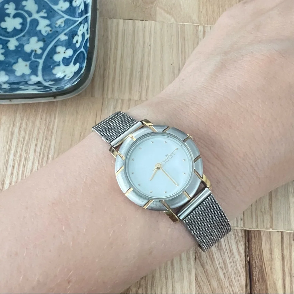 Skagen Denmark ladies round silver tone contemporary dress watch NEW BATTERY